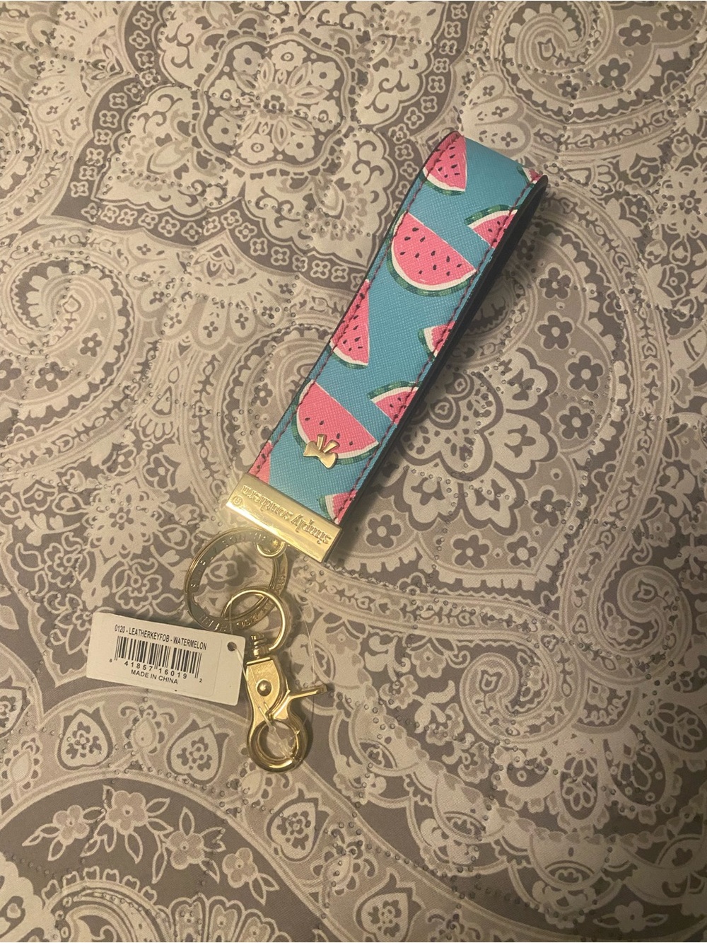 Simply Southern Turquoise and Pink Watermelon Print Key Wristlet